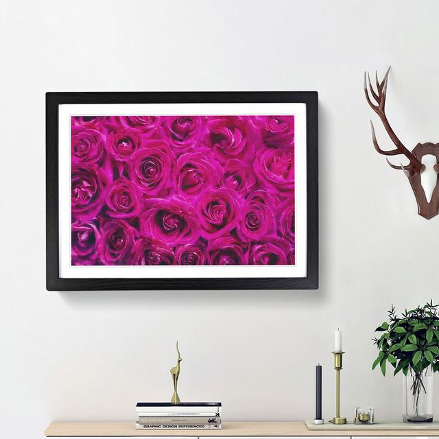 Wall of Bright Pink Roses - Picture Frame Painting Print East Urban Home Frame Option: Black Framed, Size: 33cm H x 45cm W x 2cm D on Productcaster.