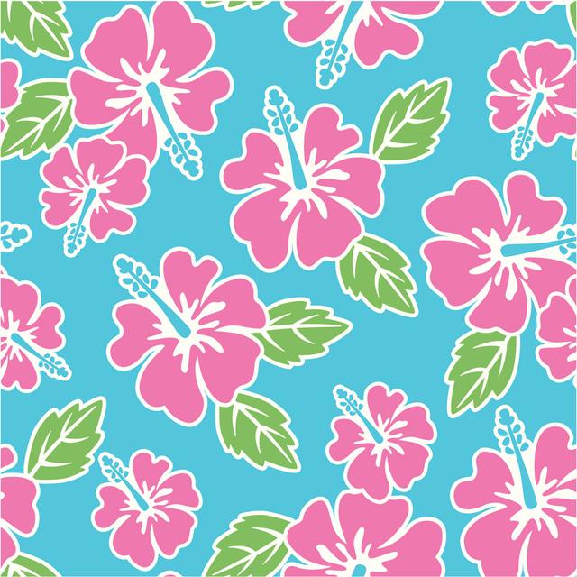 A Hibiscus Pattern That Is Pink, Blue, and Green - Wrapped Canvas Graphic Art ClassicLiving Size: 76cm H x 76cm W x 3.8cm D on Productcaster.