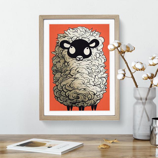 Cartoon Sheep - Picture Frame Graphic Art Brambly Cottage Size: 64cm H x 46cm W x 2cm D, Frame Colour: Oak Framed on Productcaster.