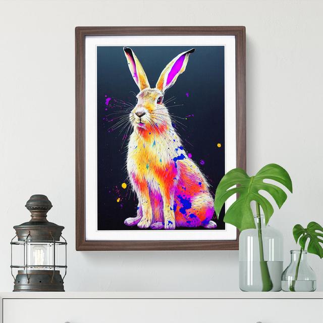 Paint Splashed Hare - Picture Frame Painting Latitude Run Size: 46cm H x 34cm W x 2cm D, Frame Colour: Walnut on Productcaster.