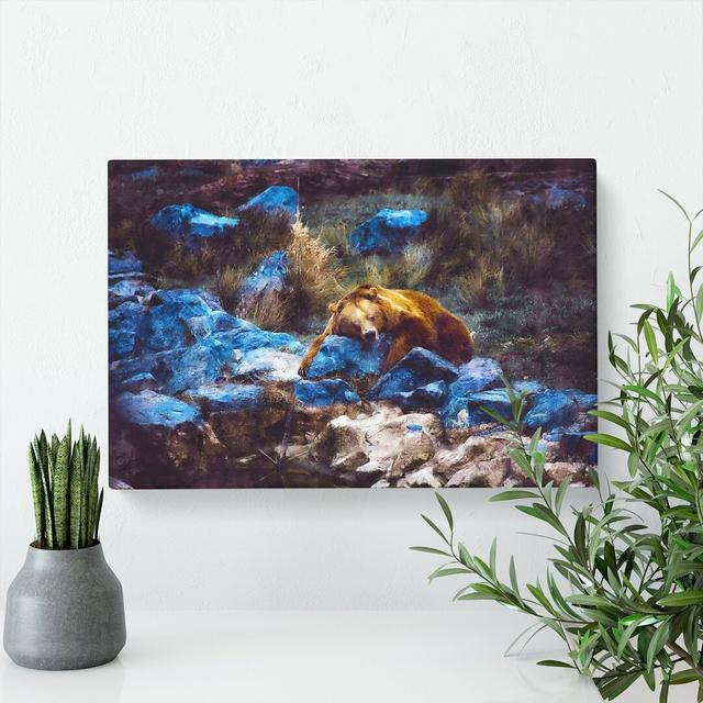 Resting Grizzly Bear - Wrapped Canvas Painting East Urban Home Size: 50cm H x 76cm W x 3cm D on Productcaster.