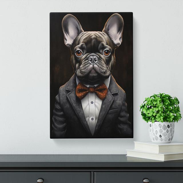 French Bulldog in a Suit Painting No.4 Happy Larry Size: 76cm H x 50cm W x 3cm D on Productcaster.