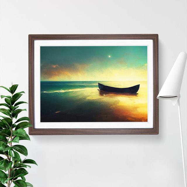 XH1022-8597X Sunlight Over A Boat - Single Picture Frame Print Breakwater Bay Frame Colour: Brown, Size: 46cm H x 64cm W on Productcaster.