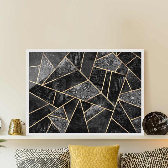 Gray Triangles Gold - Picture Frame Graphic Art on Paper Canora Grey Frame Option: White Framed, Size: 70cm H x 100cm W x 2cm D on Productcaster.