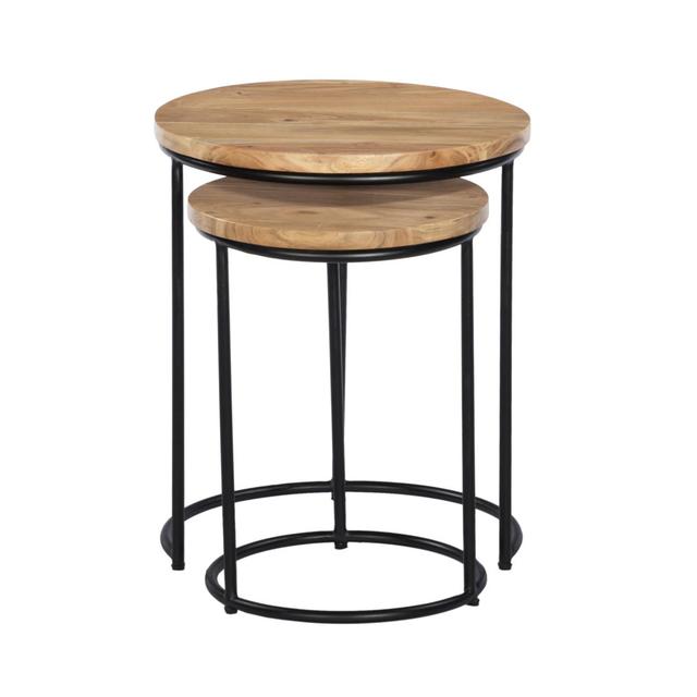 Adrienn Solid Wood Round Nest of Side End Tables Borough Wharf on Productcaster.