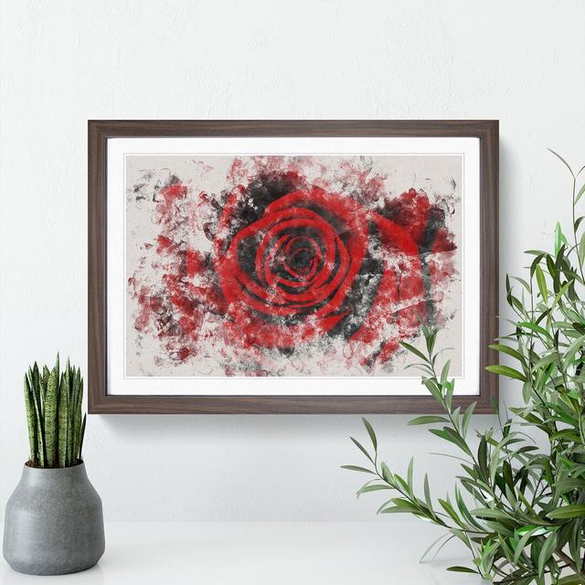 Red Rose Flower Vol.5 - Picture Frame Painting East Urban Home Size: 65cm H x 90cm W x 2cm D, Frame Option: Walnut Framed on Productcaster.