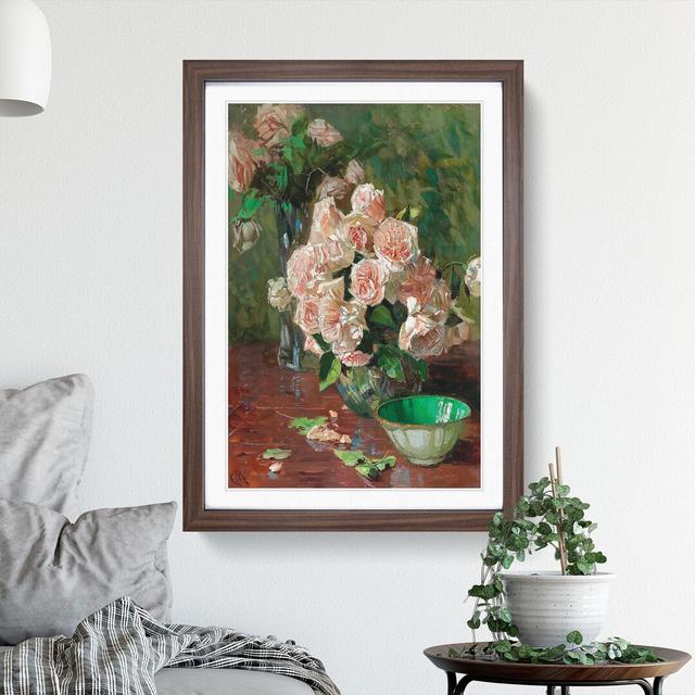 White Roses by Carl Moll - Picture Frame Painting East Urban Home Frame Option: Walnut Framed, Size: 36cm H x 27cm W x 2cm D on Productcaster.