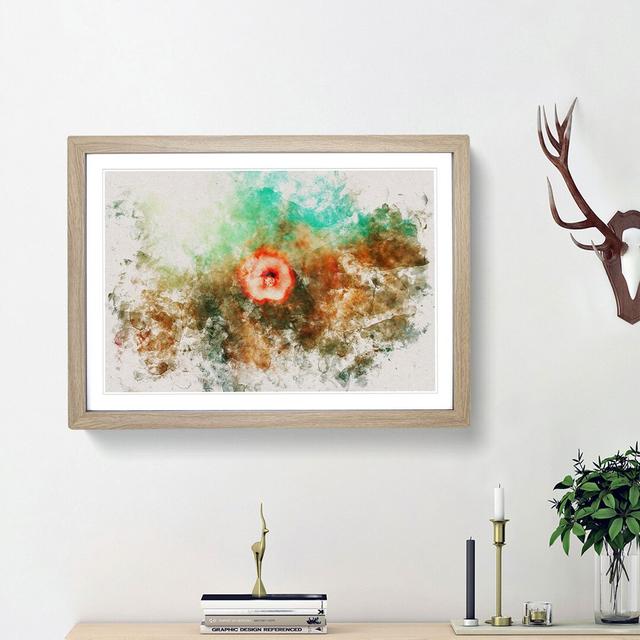 Lone Pink Flower Watercolour - Picture Frame Graphic Art Print East Urban Home Size: 45cm H x 63cm W x 2cm D, Frame Option: Oak Framed on Productcaster.