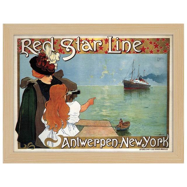 Leinwandbild Vintage Advertising Poster Red Star Line Maturi Rahmen-Option: Braun on Productcaster.