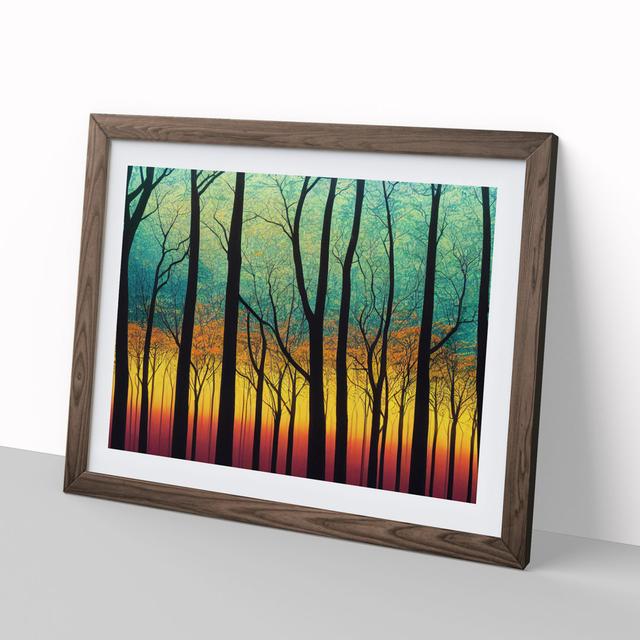 Refined Abstract Forest - Picture Frame Graphic Art Marlow Home Co. Frame Colour: Walnut Framed, Size: 46cm H x 64cm W x 2cm D on Productcaster.