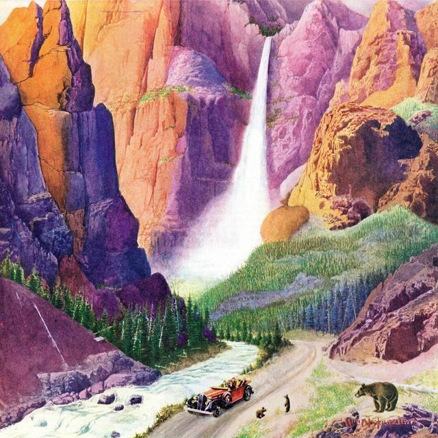 Bridal Veil Falls by Marmont Hill - Wrapped Canvas Painting Print East Urban Home Size: 122cm H x 122cm W on Productcaster.