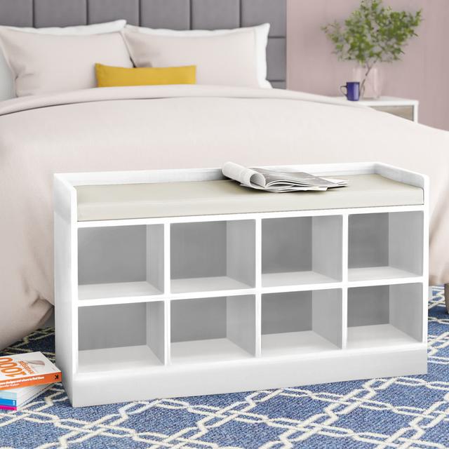 Bertaux Upholstered Storage Bench Zipcode Design Colour: White on Productcaster.