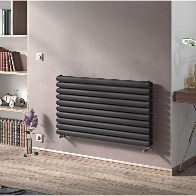 Angela Horizontal Oval Panel Radiator by Belfry Heating, Steel, Grey, 58.4cm H x 120cm W x 10.2cm D on Productcaster.