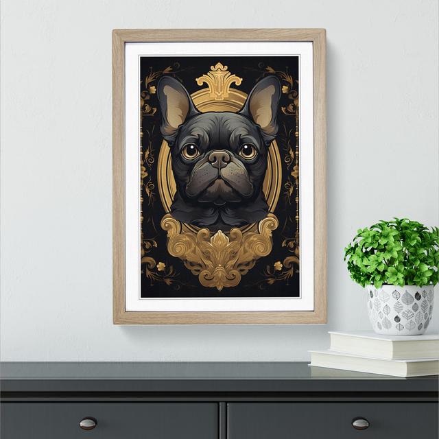 French Bulldog Nouveau - Single Picture Frame Print on Wood Marlow Home Co. Format: Oak Framed, Size: 46cm H x 34cm W on Productcaster.