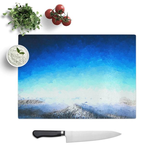 Tempered Glass Wintery Forest and Mountains in Abstract Chopping Board East Urban Home Size: 39 cm W x 28.5 cm L on Productcaster.