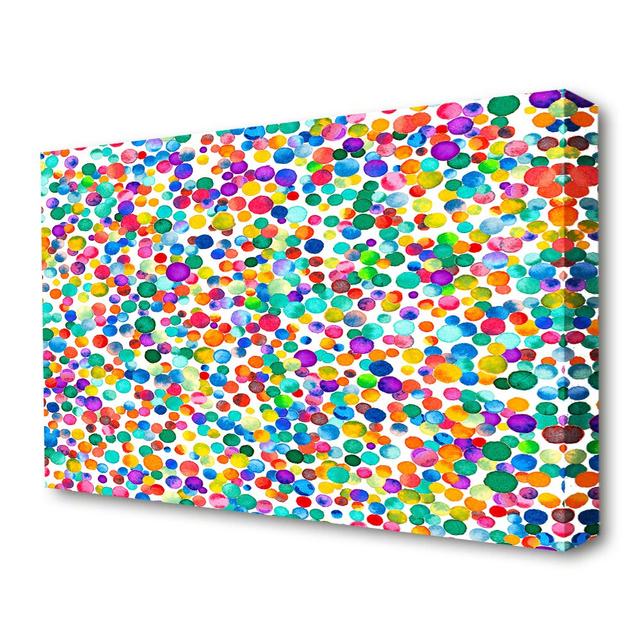 Thousands of Watercolour Dots Abstract - Wrapped Canvas Graphic Art Print East Urban Home Size: 81.3cm H x 121.9cm W x 1cm D on Productcaster.