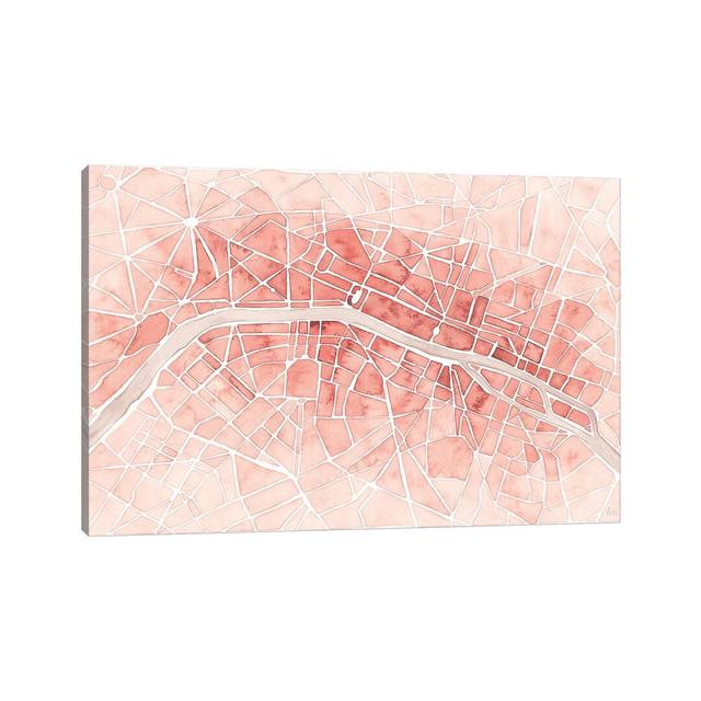 Watercolour Wanderlust Paris Coral by Laura Marshall - Wrapped Canvas Painting Metro Lane Size: 20.32cm H x 30.48cm W x 1.91cm D on Productcaster.