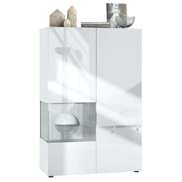 Alhassane Standard Display Cabinet Metro Lane Colour: White/Concrete Oxide Look on Productcaster.