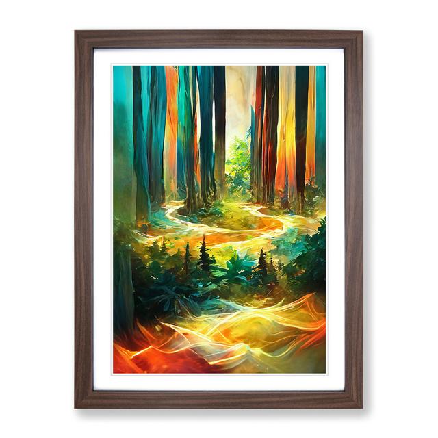 Forest Portrait No.4 Abstract - Picture Frame Painting Alpen Home Frame Colour: Walnut, Size: 46cm H x 34cm W x 2cm D on Productcaster.