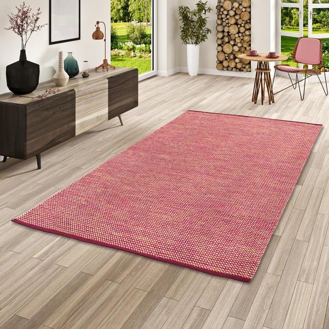 Deleonard Cotton Red/Orange Rug Ebern Designs Rug Size: Rectangle 160 x 230cm on Productcaster.