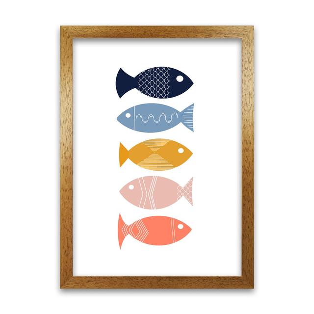 Scandi Mid Mod Fish Original - Print Norden Home Frame Option: Oak Frame, Size: 42cm H x 30cm W x 3cm D on Productcaster.