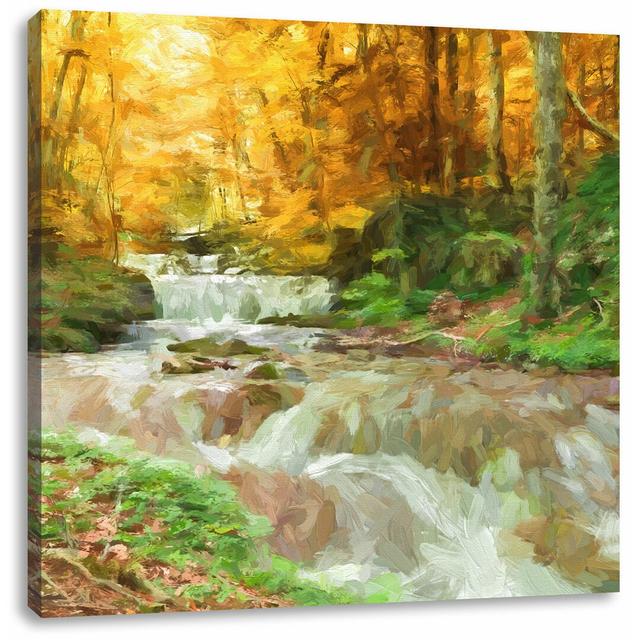 Leinwandbild Forest Stream in Autumn East Urban Home Größe: 40 cm H x 40 cm B on Productcaster.