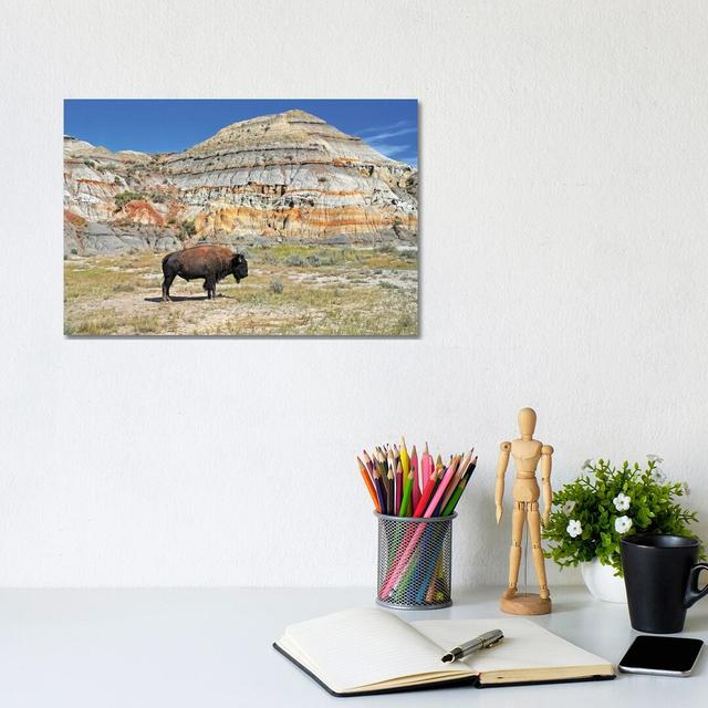 Badlands Bison by Brian Wolf - Wrapped Canvas Print Gracie Oaks Size: 20.32cm H x 30.48cm W x 1.91cm D on Productcaster.