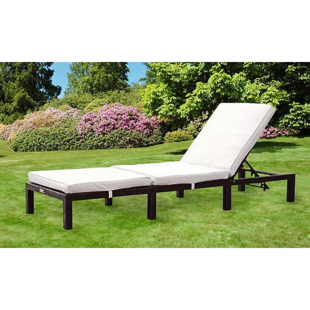 Janelle Reclining Sun Lounger with Cushion Sol 27 Outdoor Colour: Black on Productcaster.