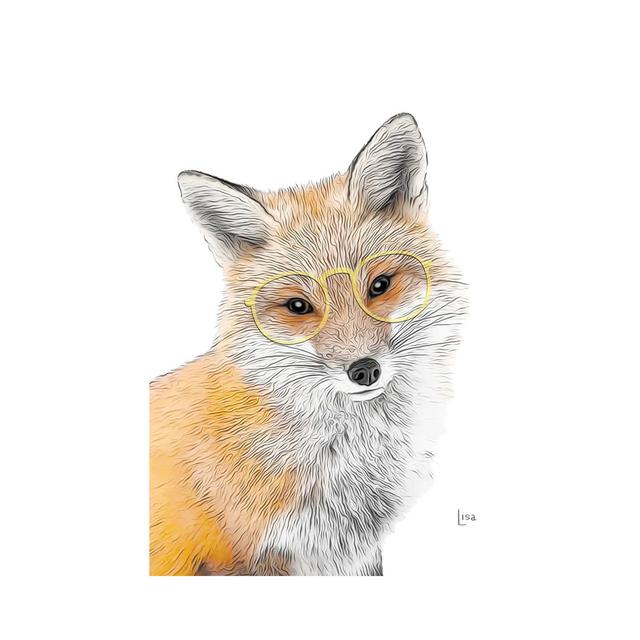 Colour Fox with Yellow Glasses - Wrapped Canvas Graphic Art Happy Larry Size: 30.48cm H x 20.32cm W x 1.91cm D on Productcaster.