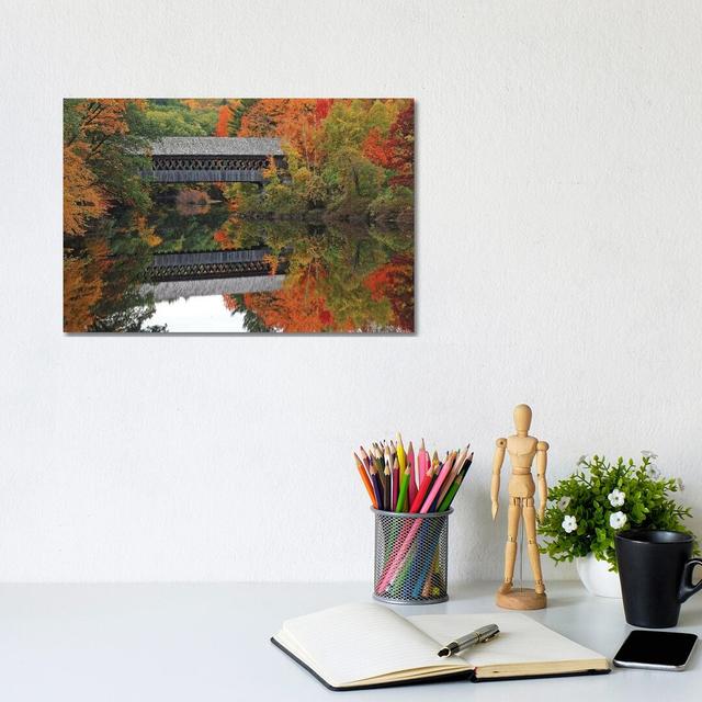 Autumn At Henriker Bridge by Brian Wolf - Wrapped Canvas Art Prints Rosalind Wheeler Size: 20.32cm H x 30.48cm W x 1.91cm D on Productcaster.