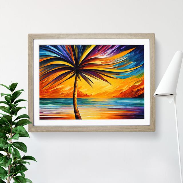 Palm Tree Vol.8 - Picture Frame Painting Bay Isle Home Size: 34cm H x 46cm W x 2cm D, Format: Oak Framed on Productcaster.