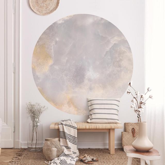 Round wallpaper self-adhesive - Onyx marble Ivy Bronx Size: 175cm L x 175cm W on Productcaster.