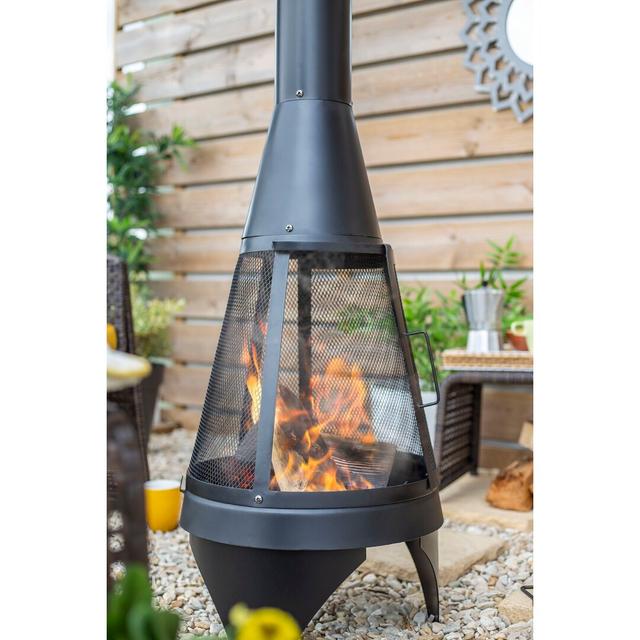 Steel Wood Burning Chiminea La Hacienda Size: 123cm H x 44cm W x 44cm D on Productcaster.