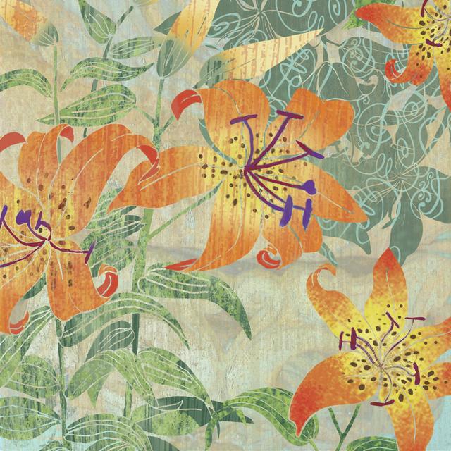 Tiger Lilies II by Roberta Collier-Morales - Wrapped Canvas Painting Rosalind Wheeler Size: 51cm H x 51cm W x 3.8cm D on Productcaster.