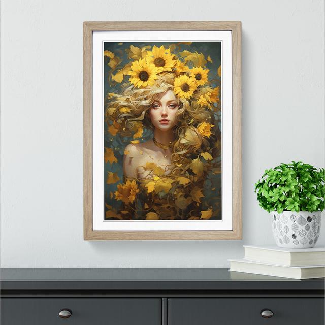 Sunflower Victorian - Single Picture Frame Print on Wood Brambly Cottage Frame Colour: Oak, Size: 34cm H x 25cm W x 2cm D on Productcaster.