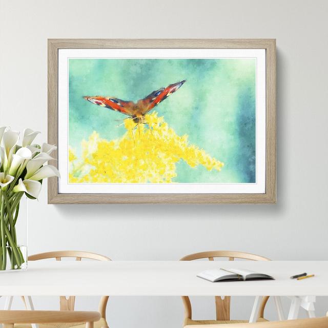 Butterfly on a Yellow Flower - Picture Frame Painting East Urban Home Size: 36cm H x 48cm W x 2cm D, Frame Option: Oak Framed on Productcaster.