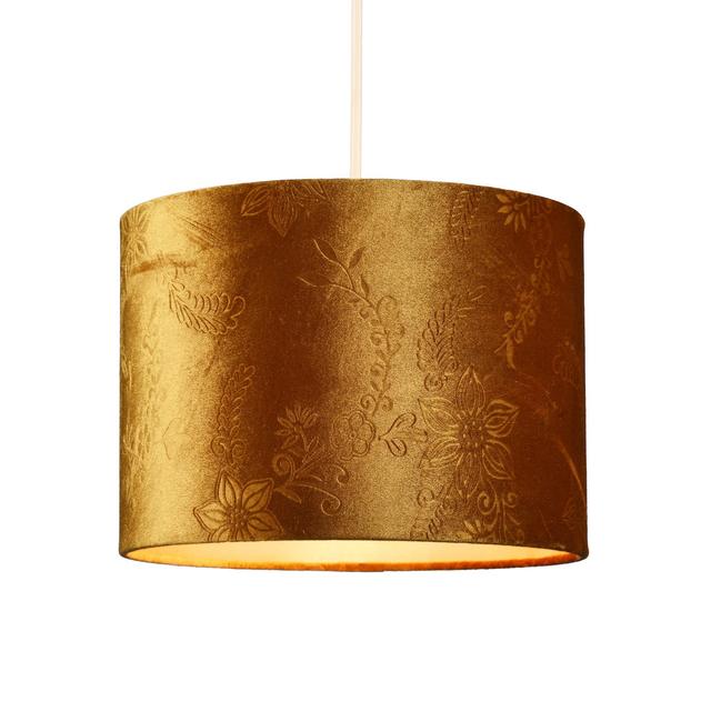 18cm H Velvet Drum Lamp Shade ( Screw On ) Yellow Rosdorf Park on Productcaster.