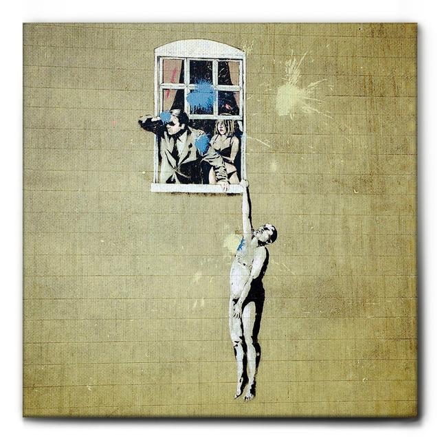 Leinwandbild Hanging Man von Banksy Ebern Designs Größe: 45 cm H x 45 cm B on Productcaster.