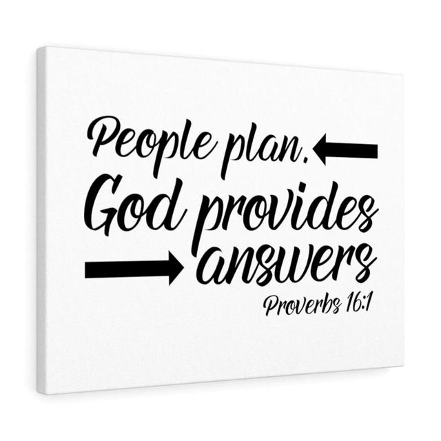 God Provides Proverbs 16:1 - Wrapped Canvas Typography Blue Elephant Size: 28cm H x 36cm W on Productcaster.