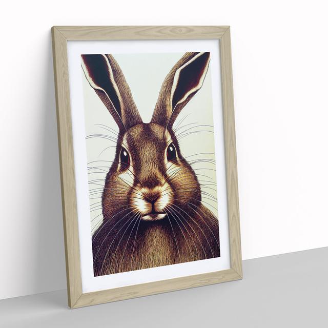 Face of a Hare - Picture Frame Graphic Art Brambly Cottage Frame Colour: Oak, Size: 46cm H x 34cm W x 2cm D on Productcaster.