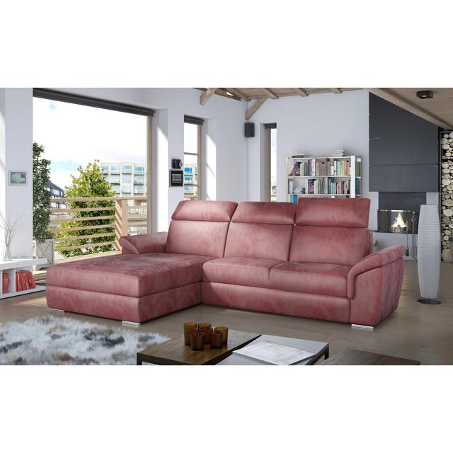 Ecksofa Valenti Ebern Designs Polsterfarbe: Rosa, Ausrichtung: Links ausgerichtet on Productcaster.