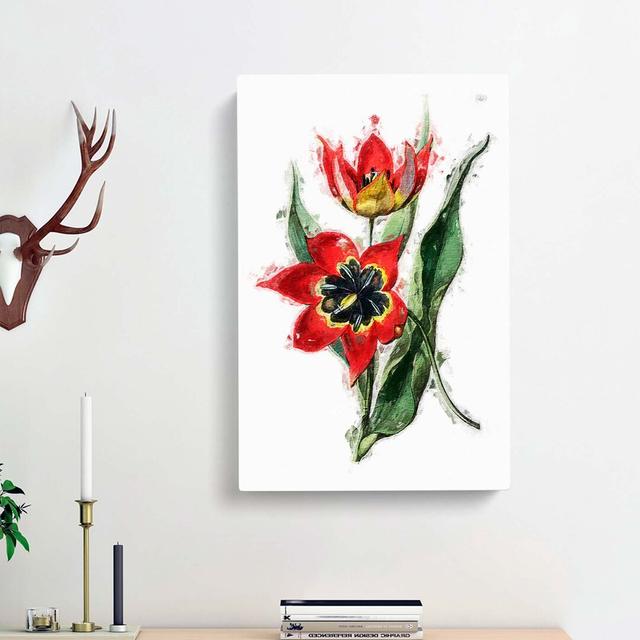 Red & Black Tulip Flowers - Single Picture Frame Painting East Urban Home Size: 76cm H x 50cm W x 3cm D, Format: Wrapped Canvas on Productcaster.