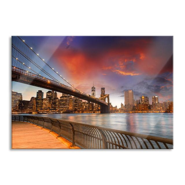 Brooklyn Bridge Park New York - Unframed Photograph on Glass Brayden Studio Size: 70cm H x 100cm W x 0.4cm D on Productcaster.