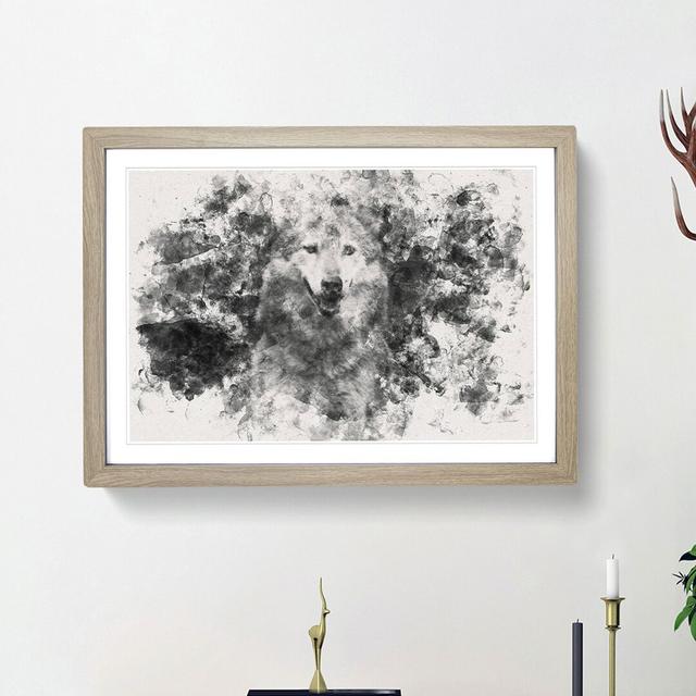 Wolf Portrait Watercolour - Picture Frame Graphic Art Print East Urban Home Size: 36cm H x 48cm W x 2cm D, Frame Option: Oak Framed on Productcaster.