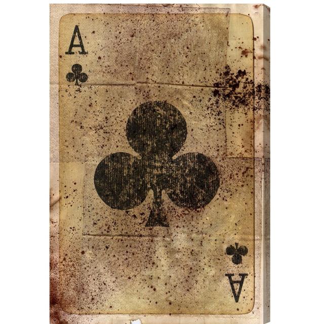 Ace of Clubs - Wrapped Canvas Graphic Art Print East Urban Home Size: 61cm H x 41cm W x 4cm D on Productcaster.