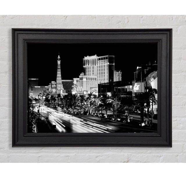 Paris Roads Night Lights B N W Framed Print Ebern Designs Size: 21cm H x 42cm W x 8cm D, Format: Gold Black Framed Paper on Productcaster.