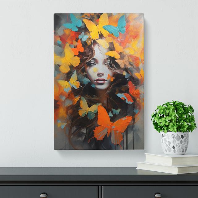 Butterfly Contemporary - Wrapped Canvas Print Brambly Cottage Size: 50cm H x 35cm W x 3cm D on Productcaster.