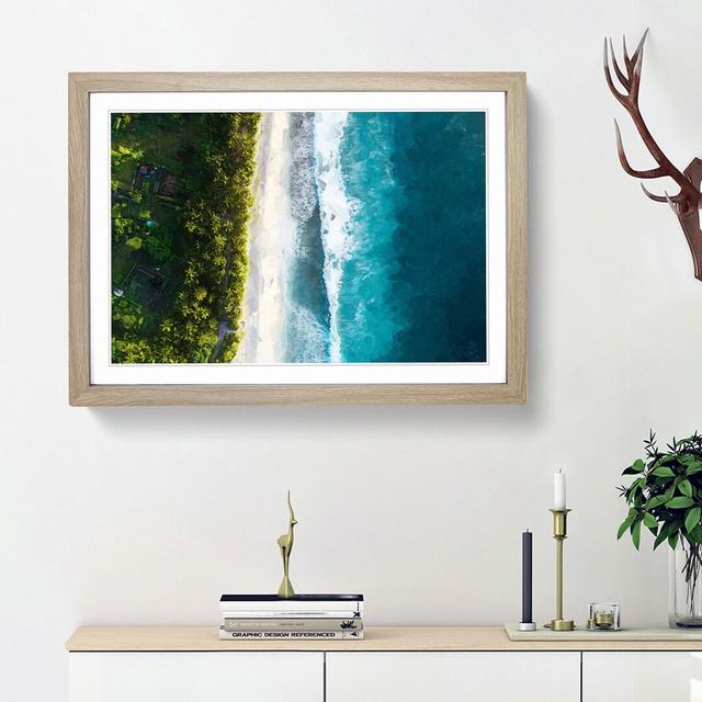 Birds Eye View of the Beach in Abstract - Picture Frame Graphic Art Print on MDF East Urban Home Size: 62cm H x 87cm W x 2cm D, Frame Option: Oak Fram on Productcaster.