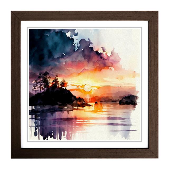 Sunrise Watercolour - Print Marlow Home Co. Format: Walnut on Productcaster.