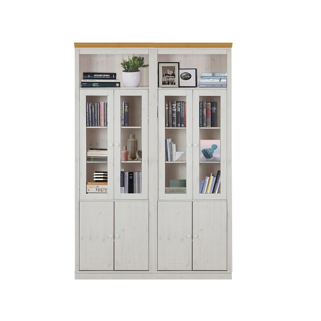 Freemansburg Bookcase Three Posts Colour: White/Honey, Configuration: Premium on Productcaster.